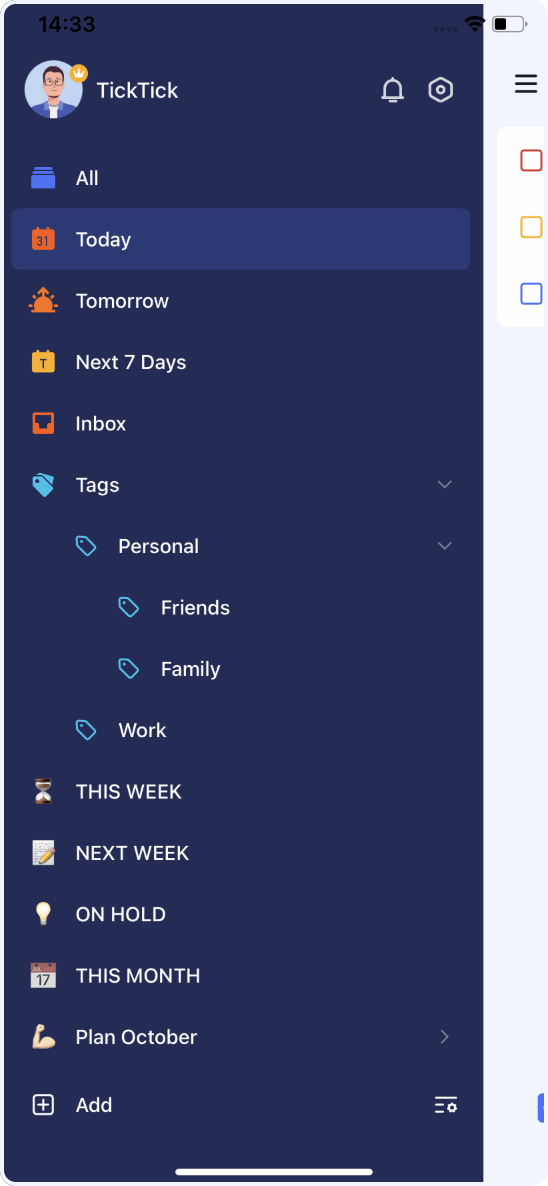 You can also swipe left on a tag click edit and select a parent tag