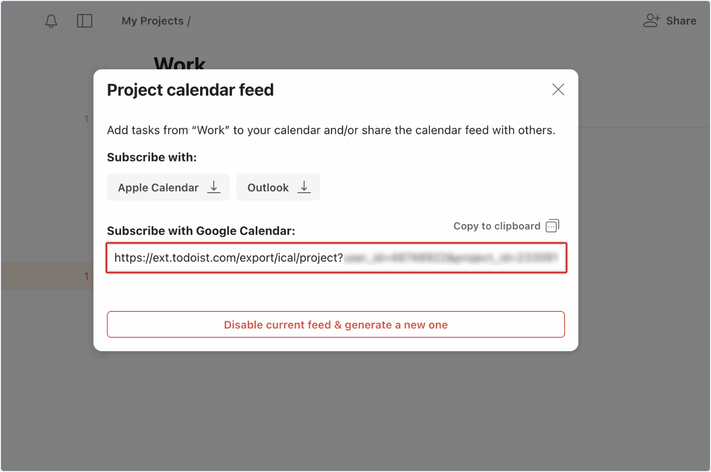 Getting google calendar link
