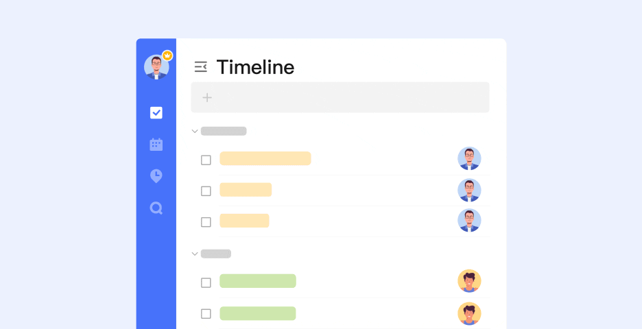 To select the timeline view, go to the view option in the three dots ...