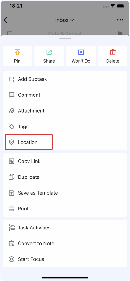 The "Location Reminder" feature is currently only available on iOS and