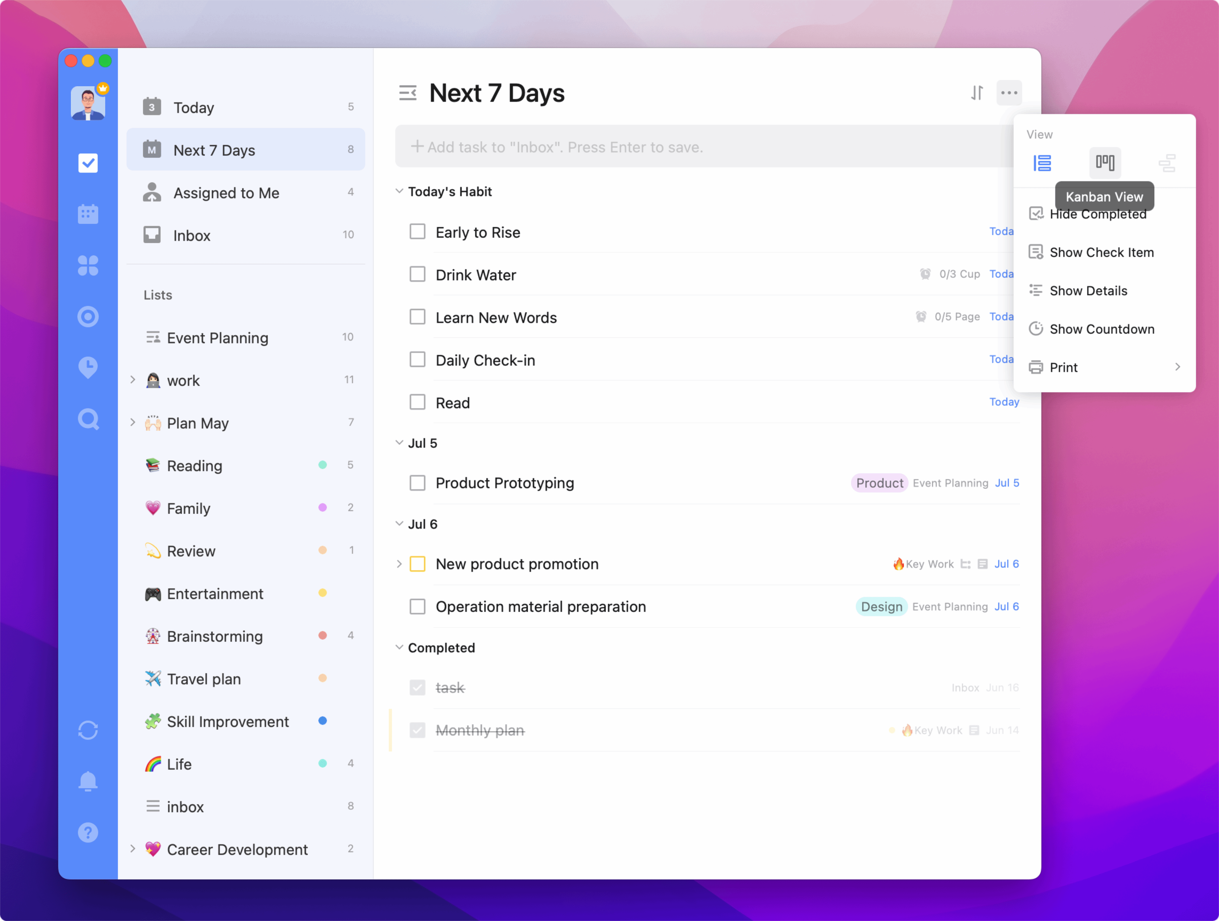 Use Kanban View
