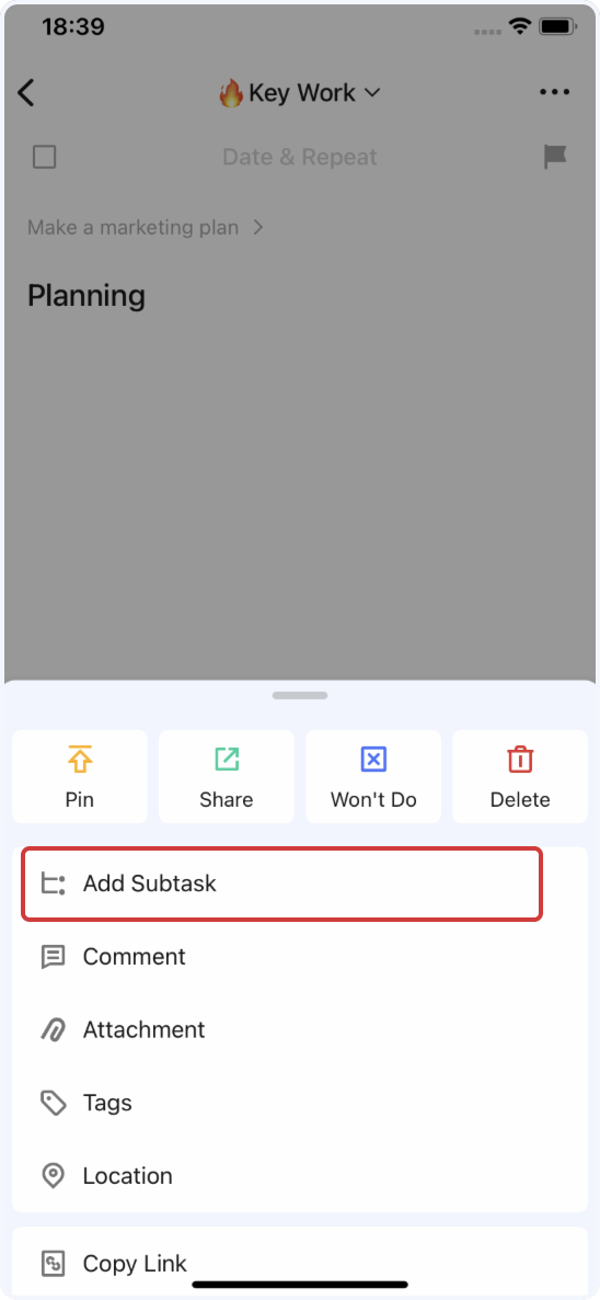 In the subtask details, you can click on the main task title above the ...