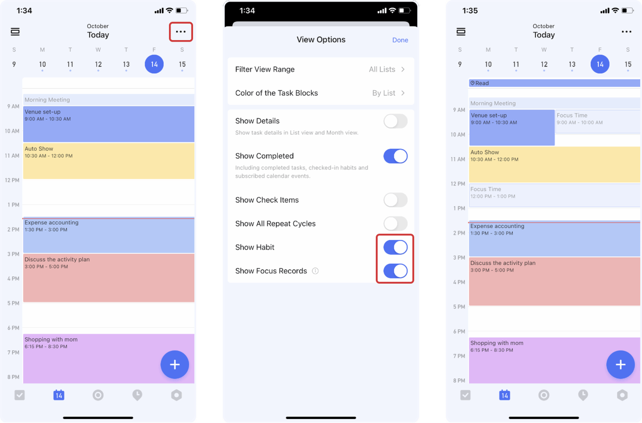 In the calendar view, click "View Options" on the right side, and ...