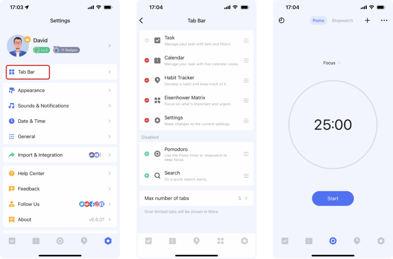 You may go to "Avatar" > "Settings" > "Functions" > "Focus".