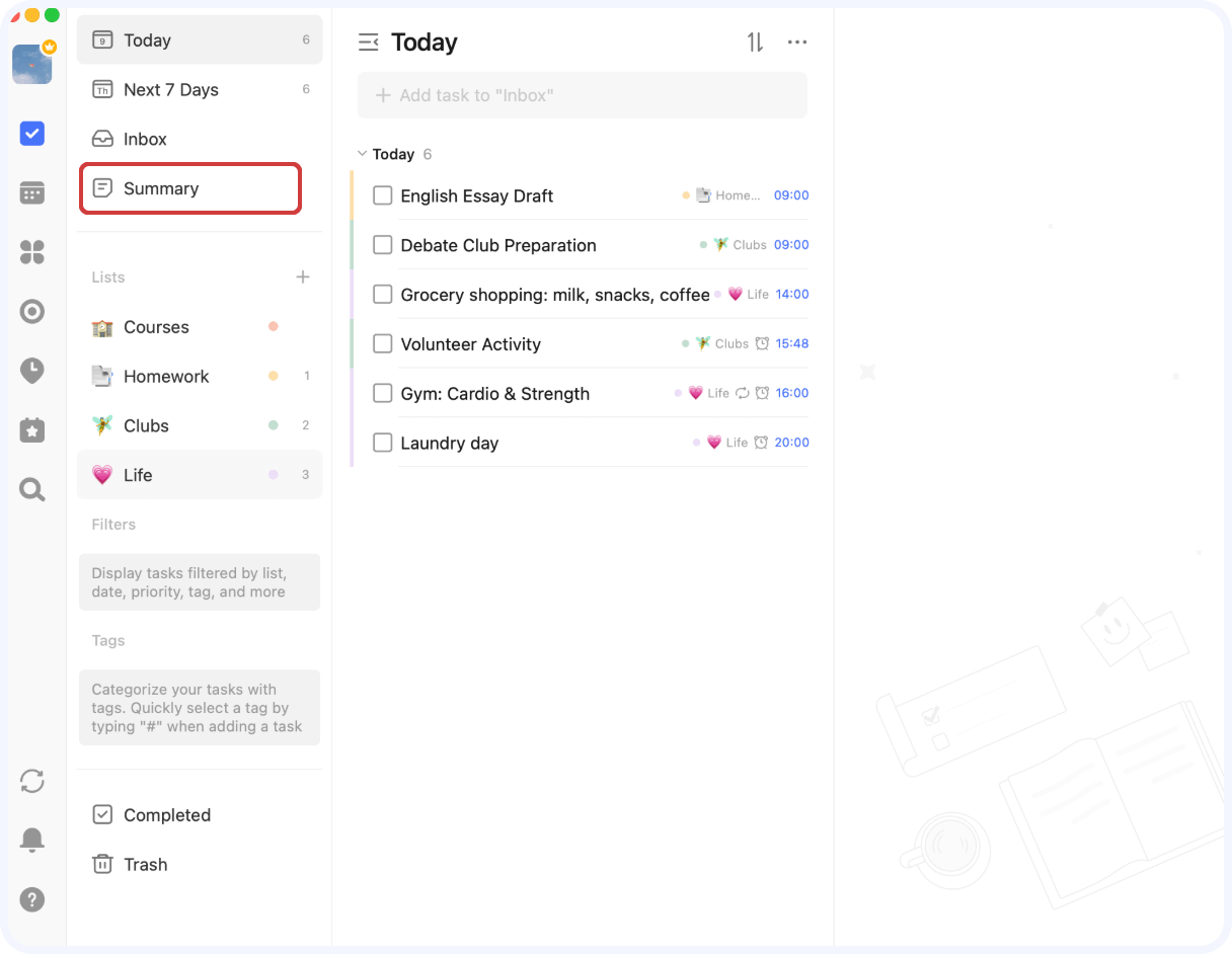 Creating A Summary Task Insert Summary
