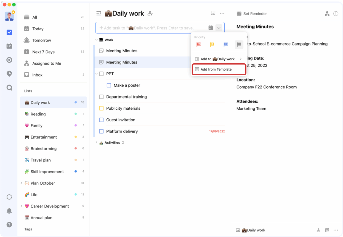 You can also manage existing note templates in 